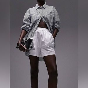 Topshop Tall Washed Cotton Pull-On Relaxed Shorts